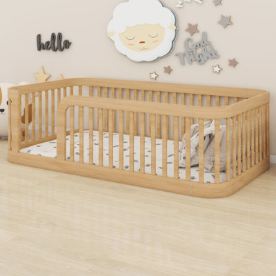 Base de lit en bois pour enfants avec clôture de sécurité