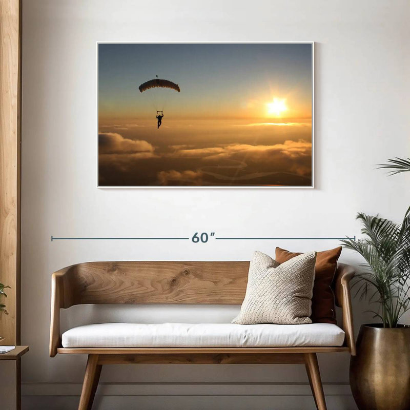 Skydiving Sunset, 19" X 13", Floating Frame White