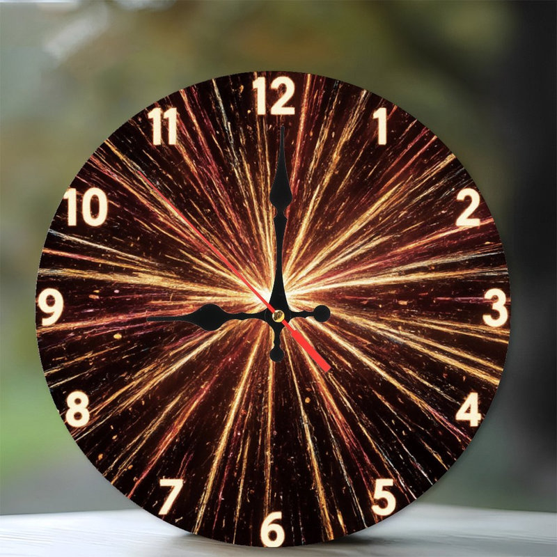 Horloge avec feux d'artifice