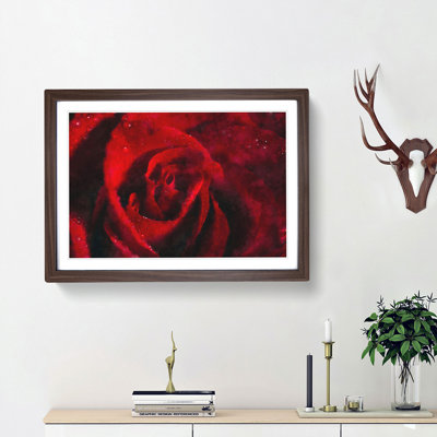 Drops upon a Red Rose - Picture Frame Graphic Art Print