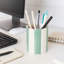 Organisateur de bureau décoratif rayé en céramique avec bordure festonnée - Mignon rangement pour accessoires de bureau dans la chambre à coucher, la cuisine ou la salle de bain - 4 po, vert et ivoire-1011377021