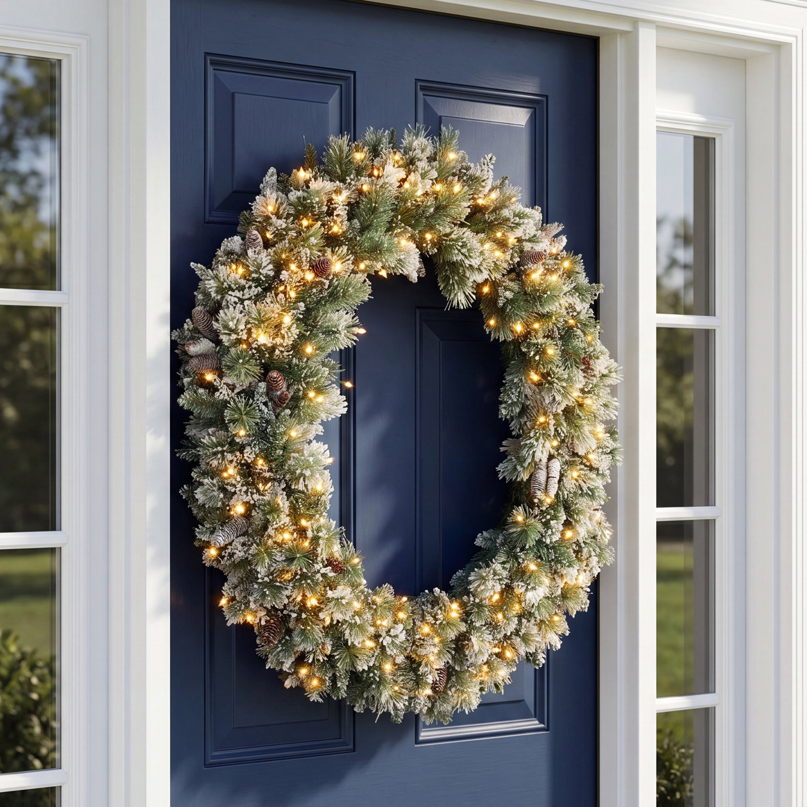 48'' Faux Pinecone Lighted Wreath