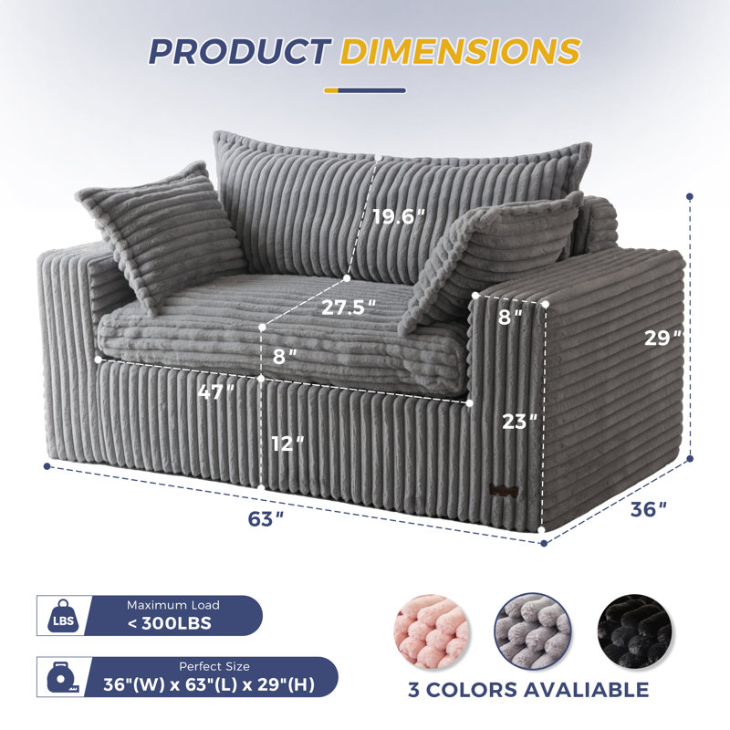 Fauteuil à billes Boneless, Gris, H 29 po x l 63 po x P 36 po