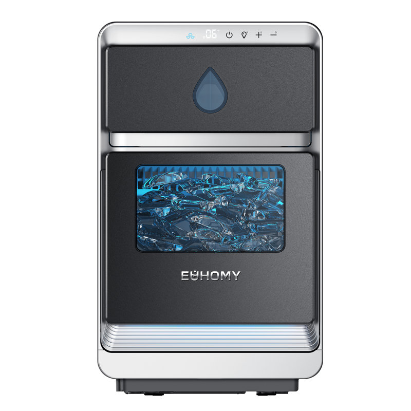 EUHOMY 9.4 in. 27 lbs. Crescent Ice Portable Countertop Ice Maker in Black with 3-Ice Sizes, Ice Scoop, LED Light Type