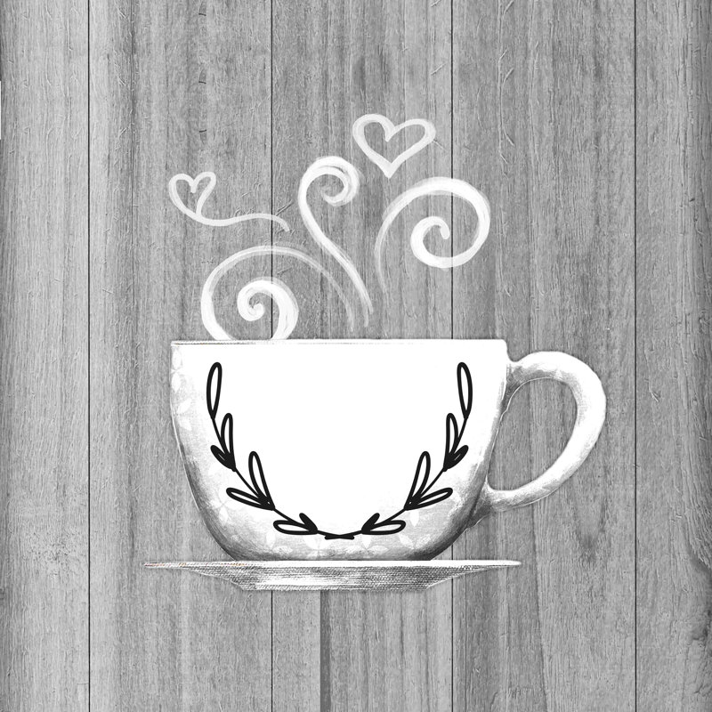 «Hearts in Steam Coffee Cup», reproduction sur toile tendue, H 36 po x l 36 po