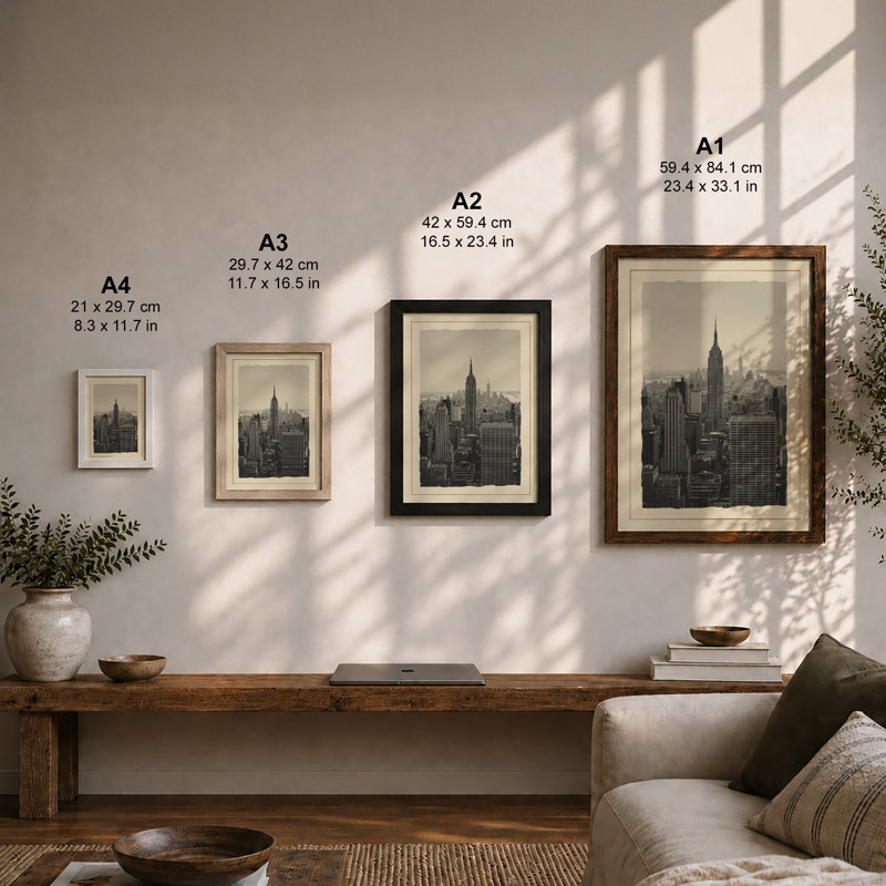 Manhattan Skyline Vintage - Print, Oak, A4 - 29.7 x 21.0 cm
