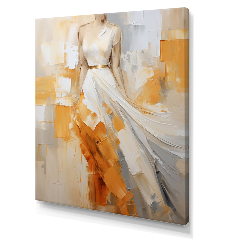«Glam Orange Beige Collage III», art mural sur toile tendance, H 32 po x l 24 po x P 1 po, Toile tendue