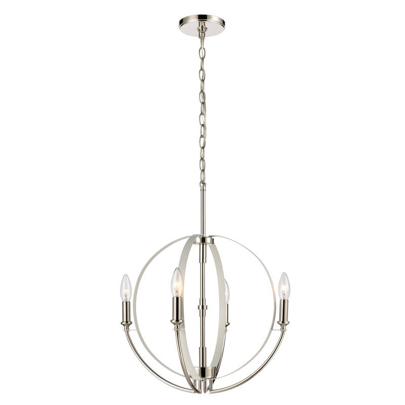 Rotunde 18'' Wide 4-Light Chandelier - Matte White, 25" H x 18" W x 18" D, White, 4 Lights