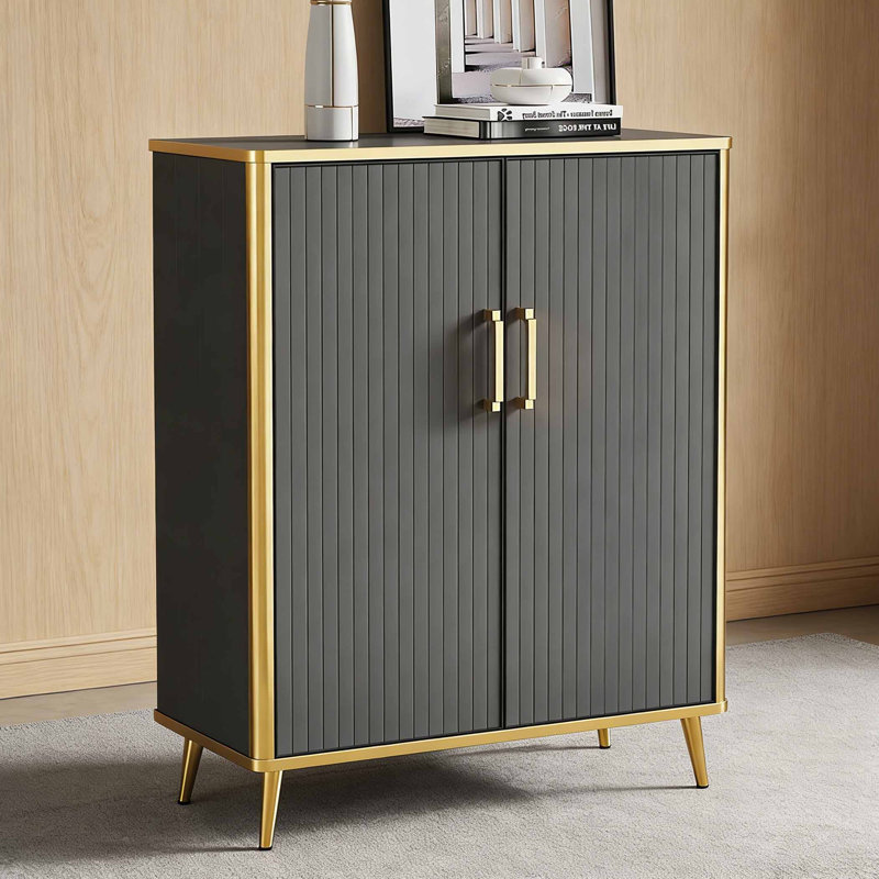 Armoire à chaussures de style américain, Gris, H 39,37 po x l 31,5 po x P 14,17 po