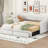 Beige Twin Xl To King Upholstered Daybed With Drawers, Buttoned Drawer And Back Surfaces, Comfortable Seating From Storage Great Support, Wood Slats