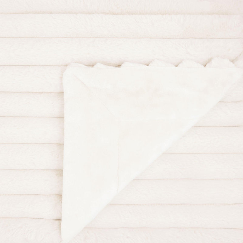 Jeté en fausse fourrure et velours réversible Luxury, Throw XL, Blanc