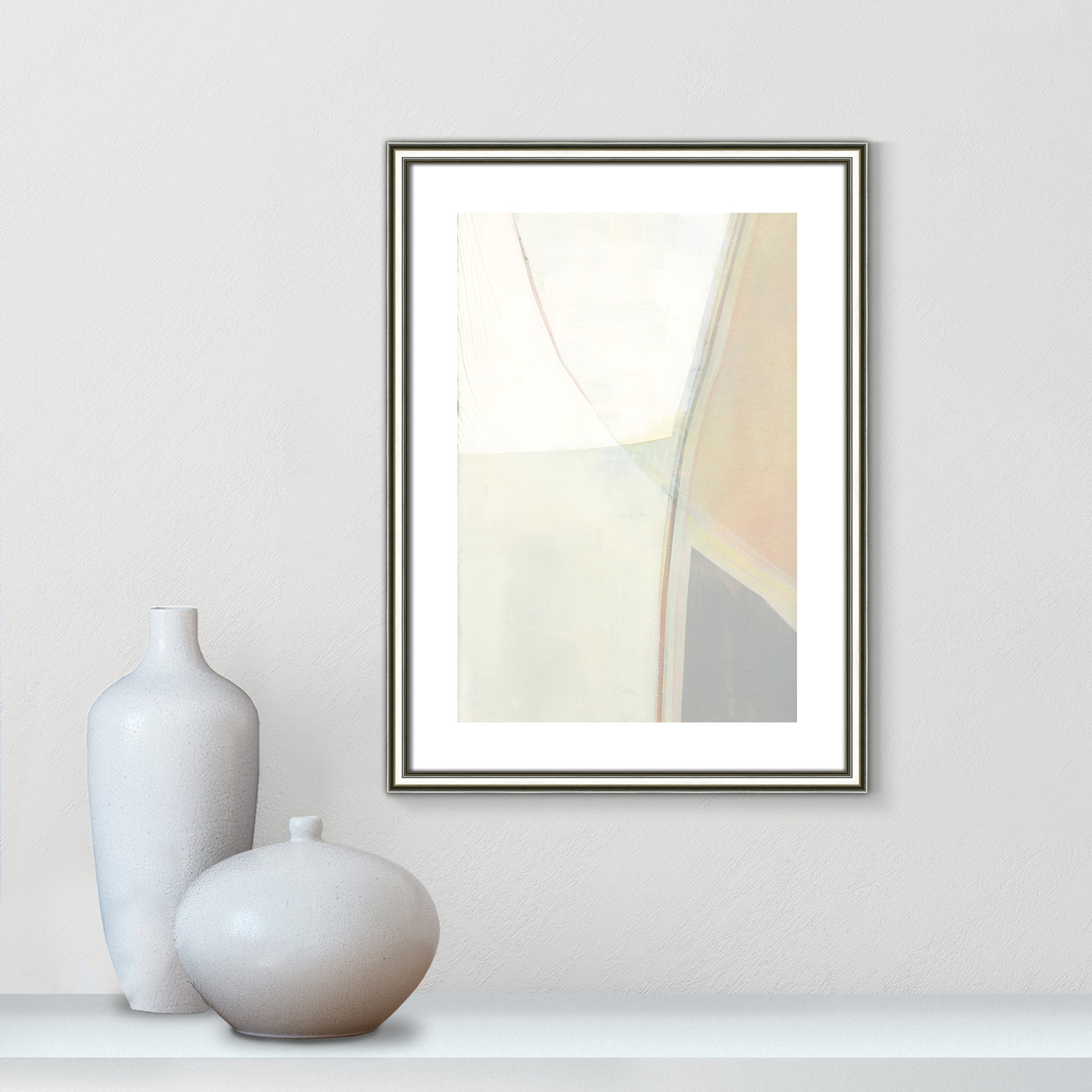 Alexandria "In Neutral II" Painting by Cartissi, 23" H x 17" W x 0.88" D, Silver Framed Paper