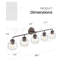Éclairage pour salle de bain 5 lumières avec globe en verre ondulé, bronze huilé-1024752182-1024752204-1024752205