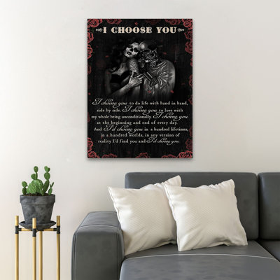A Tattooed Girl & Tattoo Artist - I Choose To Do Life With Hand In Hand Side By Side - 1 Piece Rectangle Graphic Art Print On Wrapped Canvas