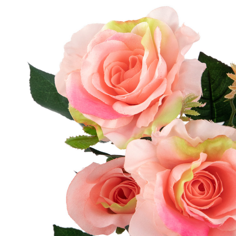 18" Pink Silk Rose Artificial Floral Arrangement