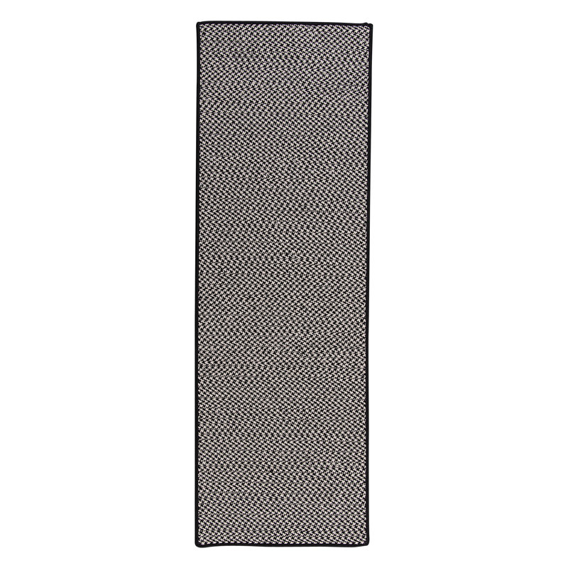 Tapis intérieur / extérieur Ashvith Houndstooth - noir, Tapis de couloir 2 pi x 6 pi