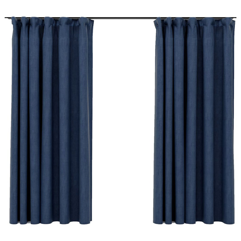 Blackout Curtain Pair, Blue, Width 140 x Drop 175 cm