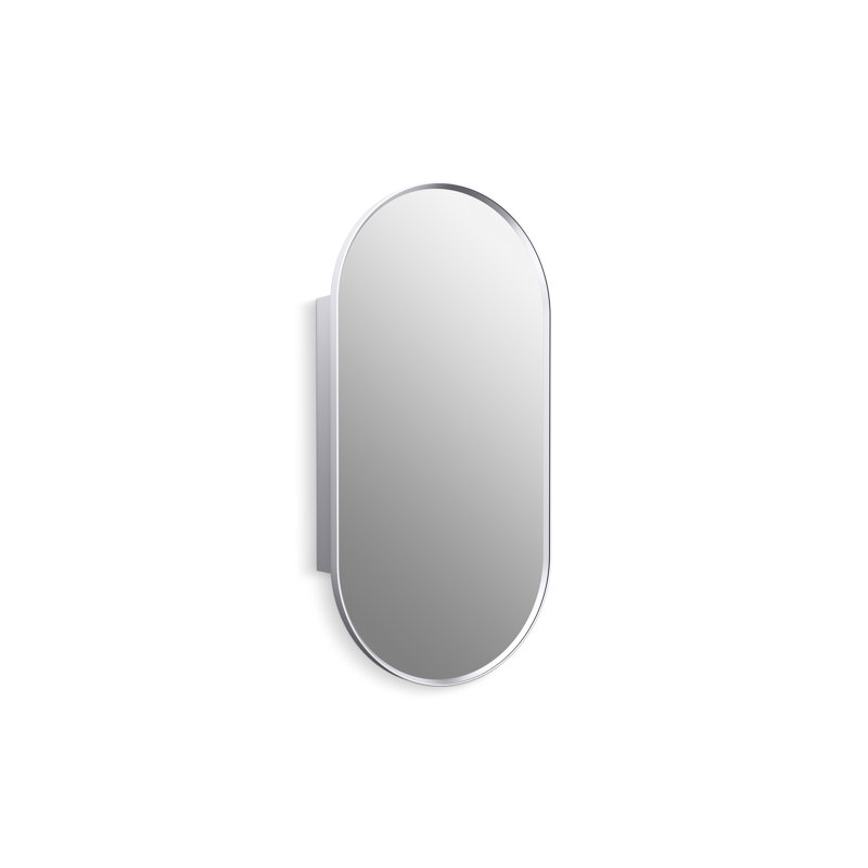 Verdera Capsule Framed Medicine Cabinet, Polished Chrome, 40" H x 20" W x 5.55" D