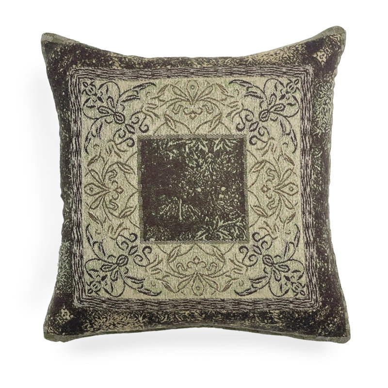 Coussin réversible à motif cachemire mystique, Brun / olive