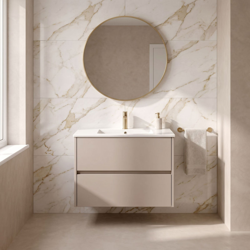 Havana Bathroom Vanity, Soft Linen, 80cm W