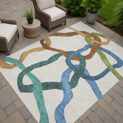 Machine Washable Indoor/Outdoor Lanning ACN2394 Abstract Rug