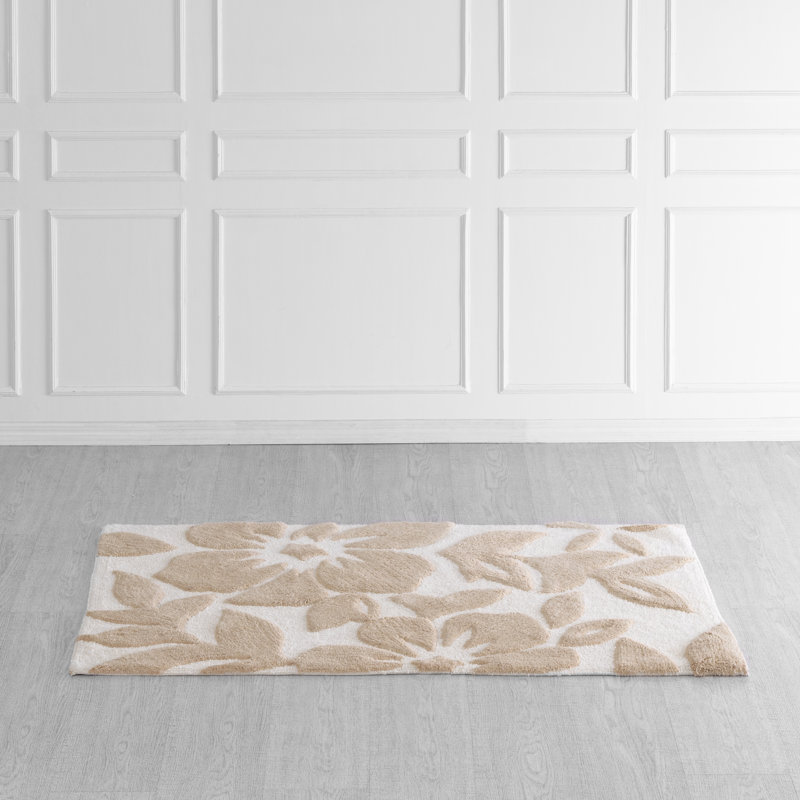 Tapis pour salle de bain Kratzer, l 30 po x L 50 po, Ivoire / Beige