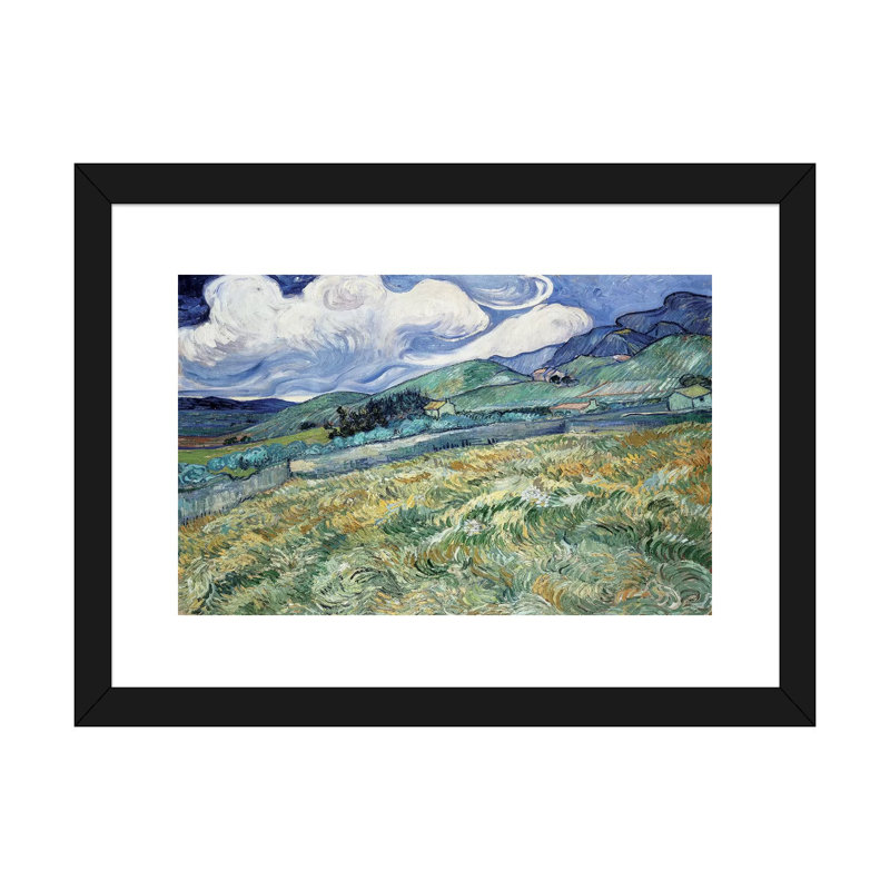 Paysage à Saint-Remy par Vincent Van Gogh - reproduction d'art, H 24 po x l 32 po x P 1 po, Papier encadré noir