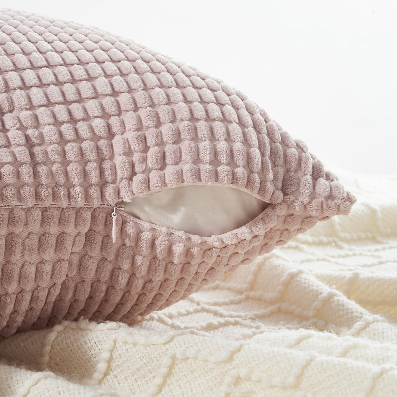 Corduroy Square Pillow Cover, 18"H x 18"W, Light Pink
