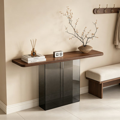 Walnut Acrylic Console Table for Entryway