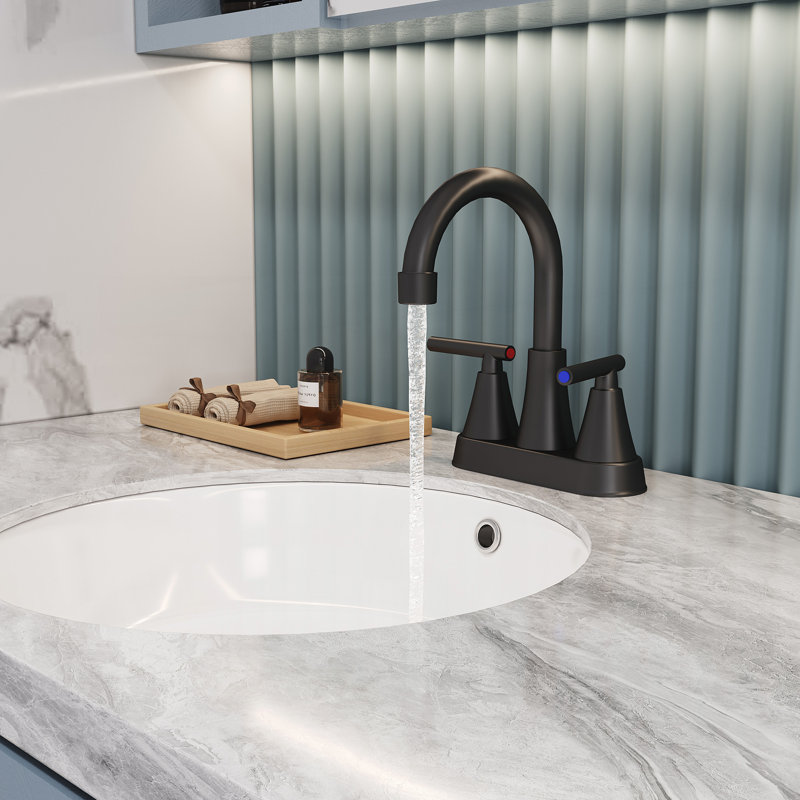 Robinet de lavabo de salle de bain à 2 poignées certifiées CUPC de 7,86 po d'Uniwa (noir mat)