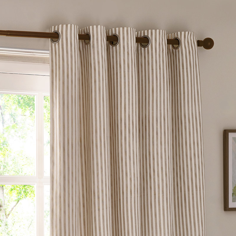 Sumnesh Cotton Grommet / Eyelet Curtain Panel Pair, 117cm Width x 137cm Drop, Beige