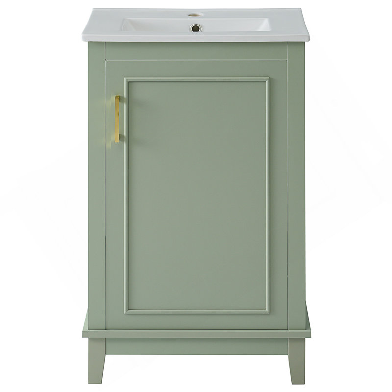 Petit meuble-lavabo moderne de 20 pouces avec lavabo en céramique et rangement spacieux, porte à fermeture en douceur pour espaces compacts