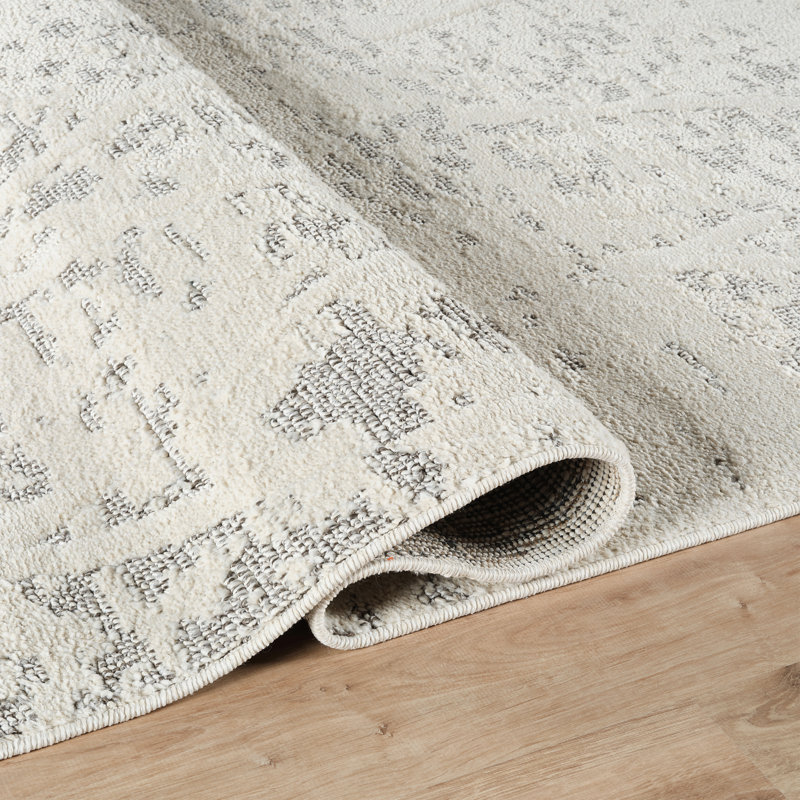 Sutton Geometric Area Rug in Ivory/Gray, Rectangle 8' x 10'
