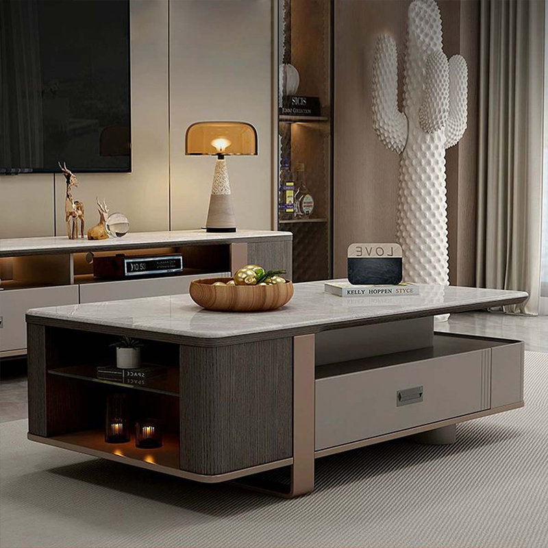 Table basse rectangulaire en acier au carbone gris