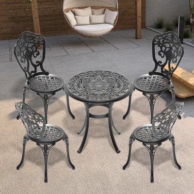 5 All-Weather Dining , Aluminum, Black Frame, Beautiful Appearance, Rust-, Umbrella Hole Available, Easy To Install Furniture , Cast Black, Corrosion Resistance, Comfortable Seating,
