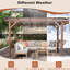 Pergola en bois avec toit en métal, ampoules et comptoirs d'espacement. Toit de belvédère très stable et exceptionnel.