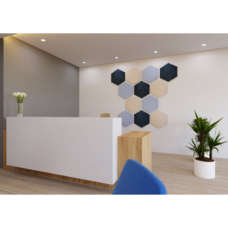 12 panneaux d'acoustique hexagonaux, H 9,50 po x l 11 po x P 0,38 po