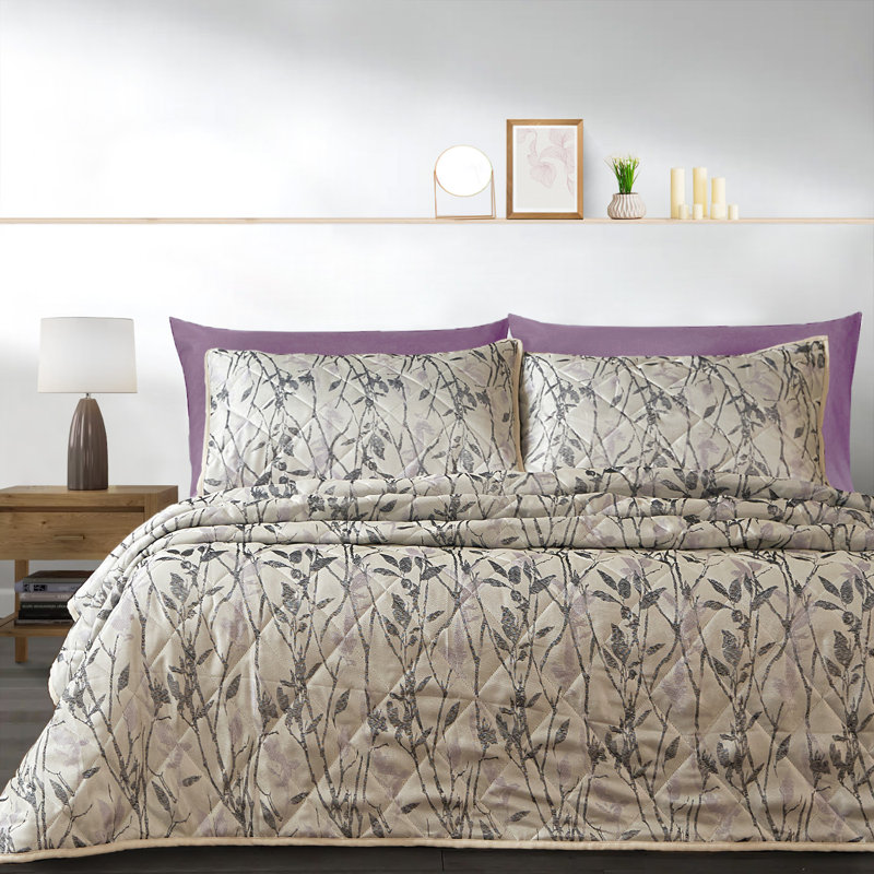 Abhipsa Luxury Jacquard Bedspread Sets, Single Bedspread - 1 Sham, Lilac