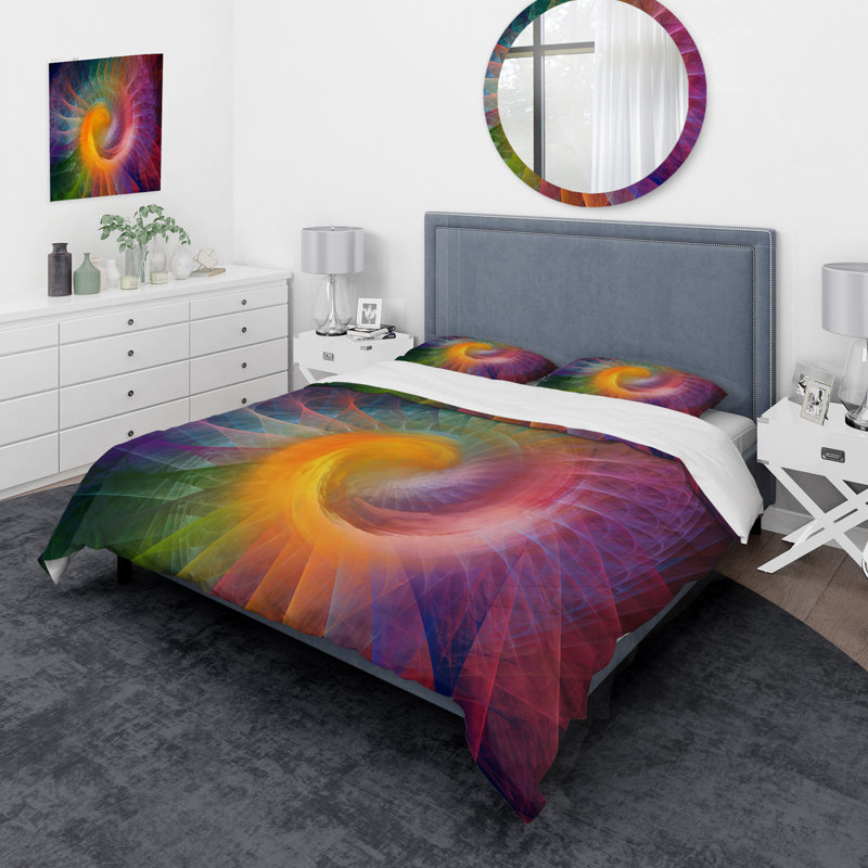 Ensemble de housse de couette Spiral Fractal Geometric VII - Modern - microfibre de polyester
