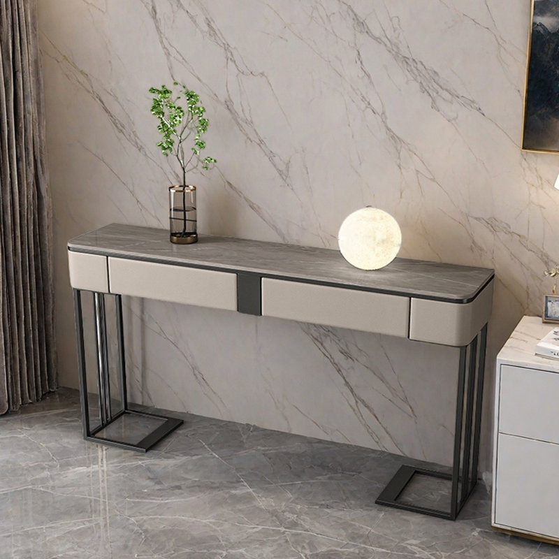 Console Nordic Luxury, H 33,5 po x l 47,2 po x P 13,8 po, Noir, Gris
