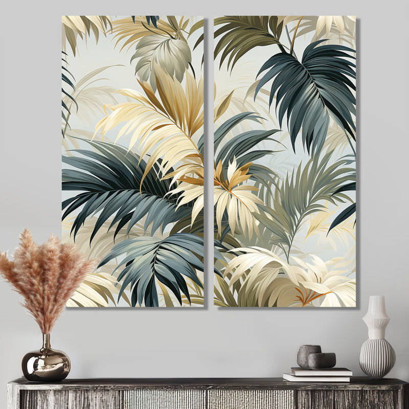 «Whispering Palms Tropical» - Art mural tropical, H 32 po x l 32 po, Toile tendue, Ne s’applique pas