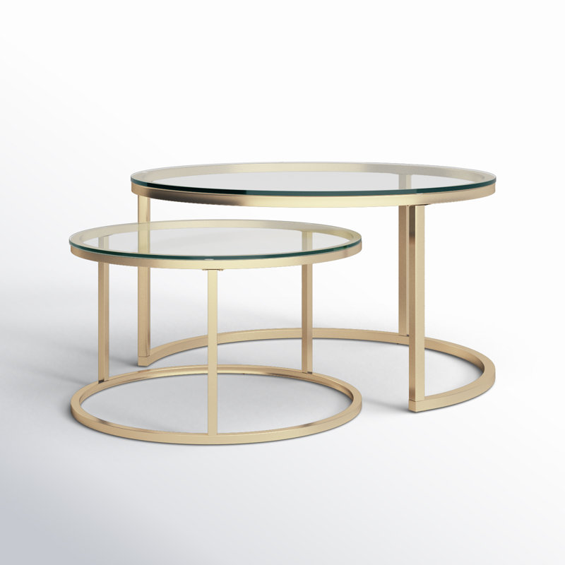 Emmitt Glass Top Nesting Coffee Table, Gold