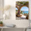 Stone Archway Overlooking Turquoise Bay and Terracotta Pots Canvas Wall Art-133560404