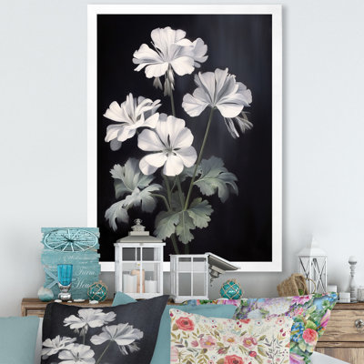 «Black and White Geranium Minimal Expression», reproduction sur toile