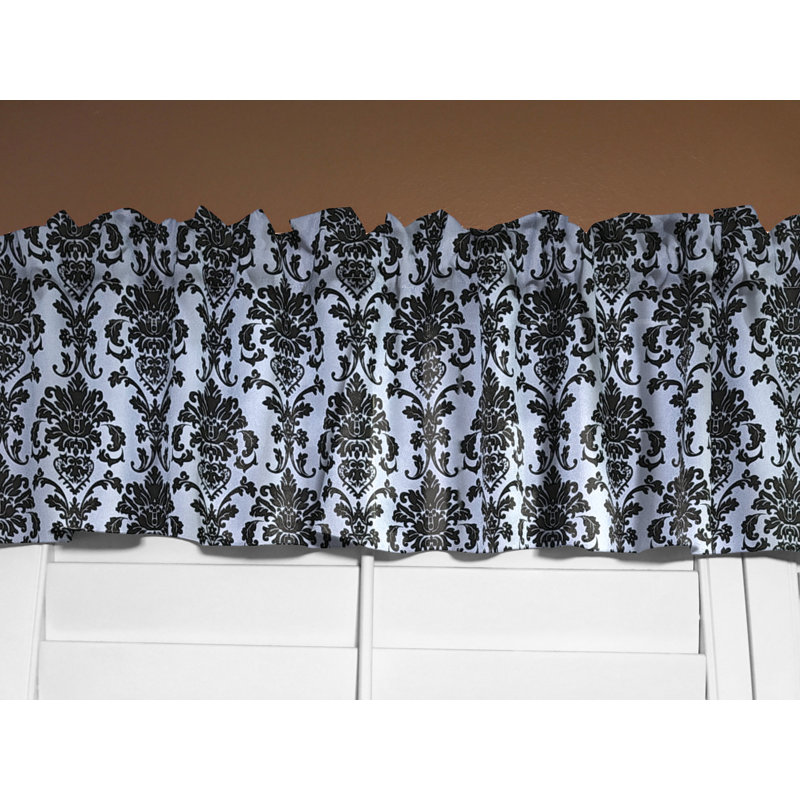 Floral Poplin Damask Window Valance 58" Wide, Light Blue, 58" W x 18" L