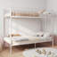 Lit simple superposé simple au-dessus d'un lit simple, métal blanc, divisable avec échelle et garde-corps pour les petites chambres