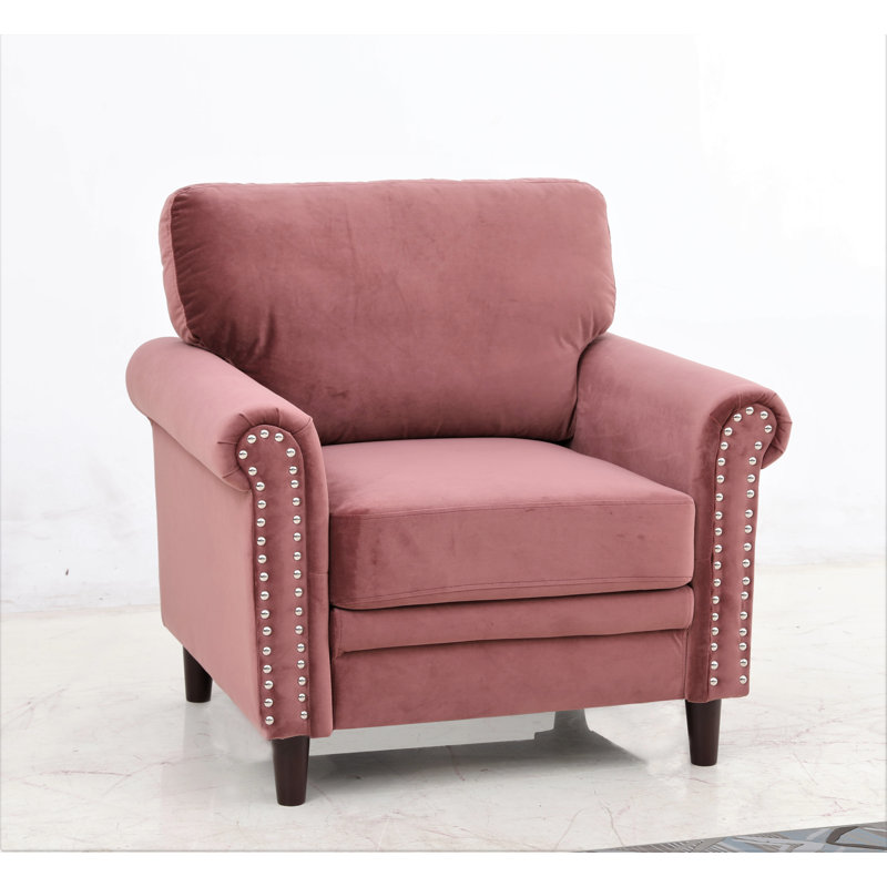 Lyme Velvet Chesterfield Chair, Rose Velvet