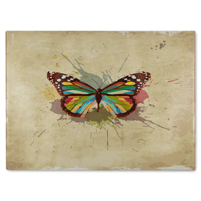 Butterfly & Paint Splats Glass Chopping Board