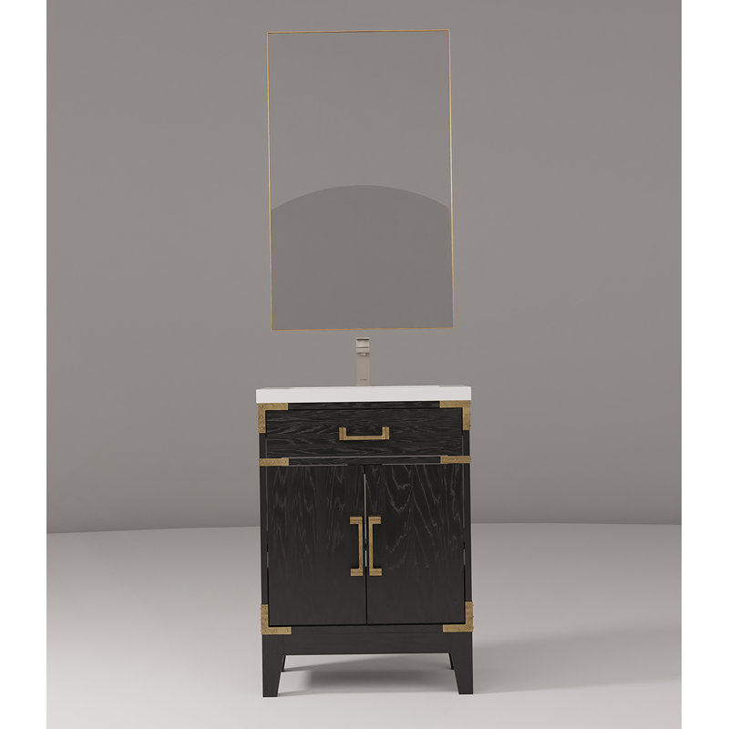 Meuble-lavabo simple 24 po X P 18 po D, comptoir en acrylique, 18 po Ensemble miroir et robinet, 24"