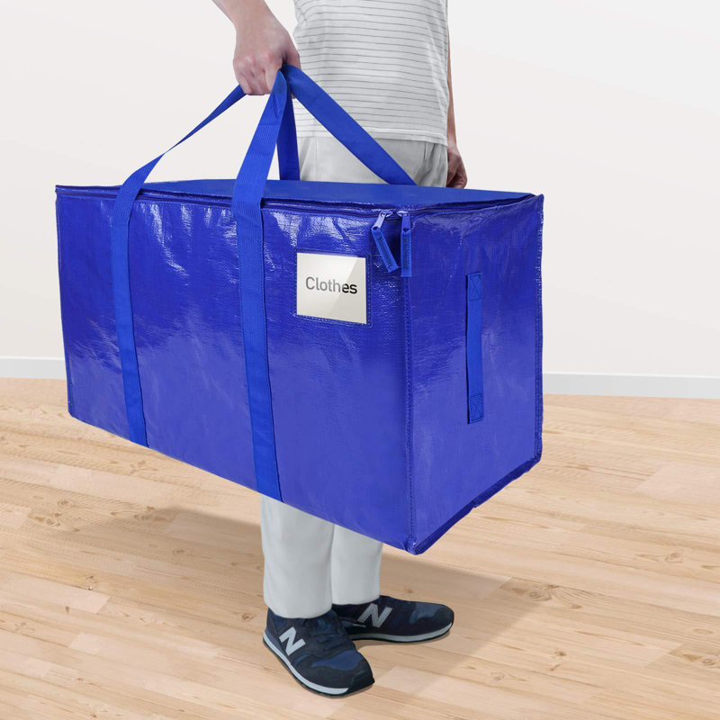 Extra Large Moving Bags With Zippers & Carrying Handles, Heavy-Duty Storage Tote Moving Boxes For Space Saving,(Blue/8 PCS)